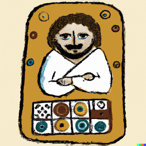 Socrates playing a boardgame