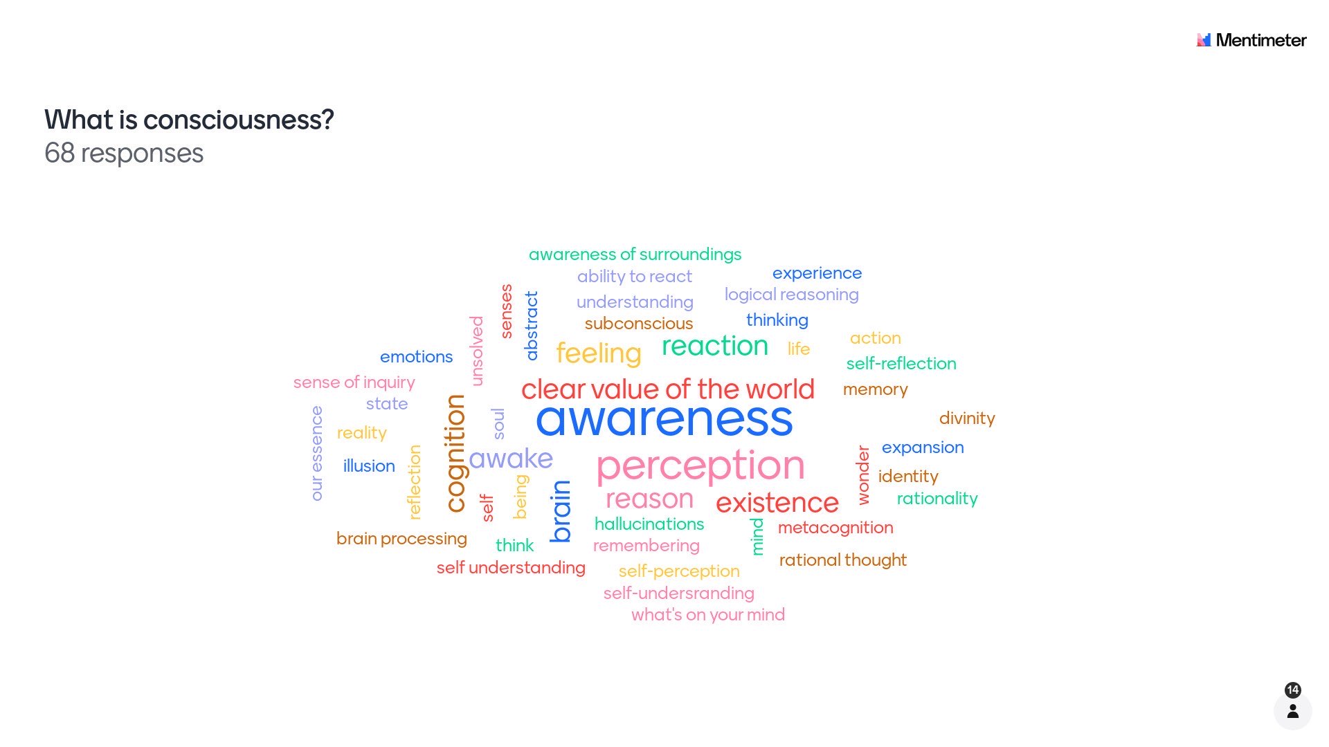 “What is consciousness?” word cloud