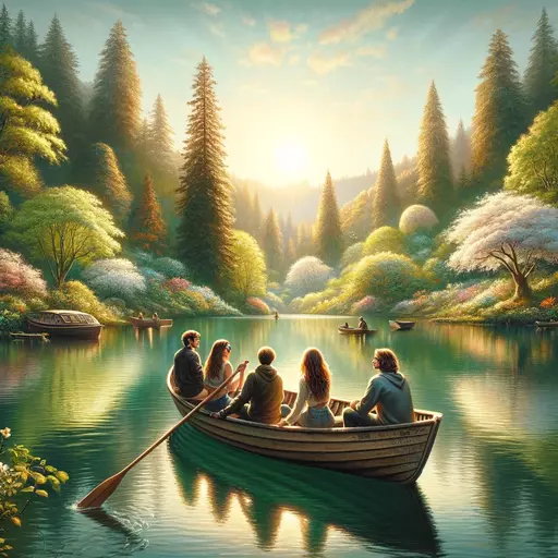 People talking in a rowboat