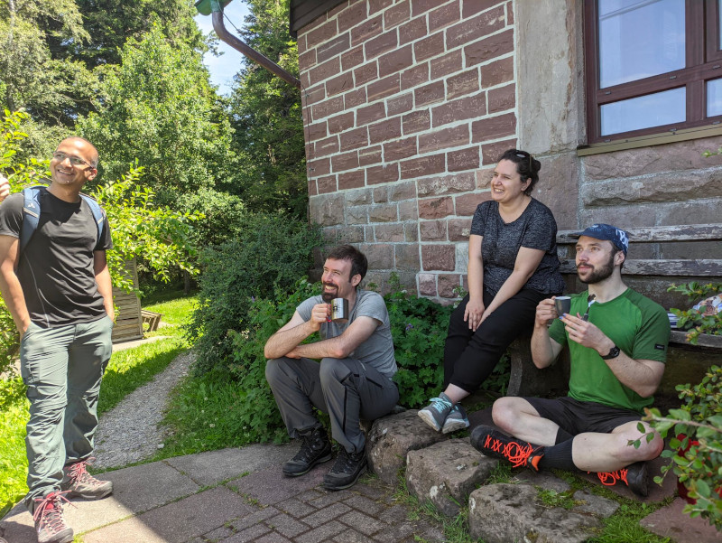 A few members of the group enjoying coffee